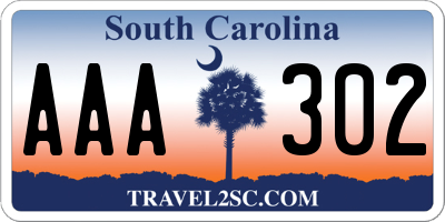 SC license plate AAA302