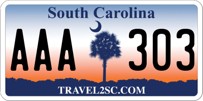 SC license plate AAA303