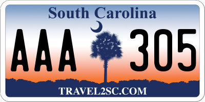 SC license plate AAA305