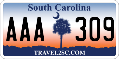 SC license plate AAA309