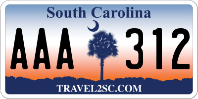 SC license plate AAA312