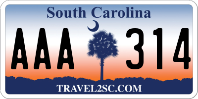 SC license plate AAA314