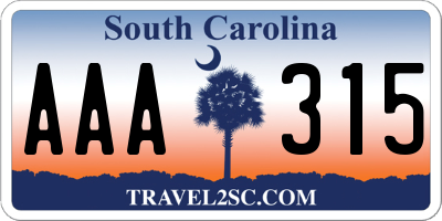 SC license plate AAA315