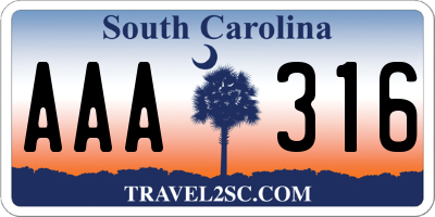 SC license plate AAA316