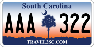 SC license plate AAA322