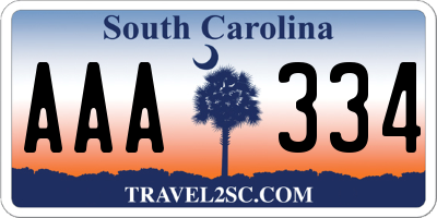 SC license plate AAA334