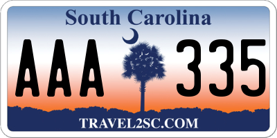SC license plate AAA335