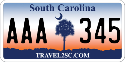 SC license plate AAA345