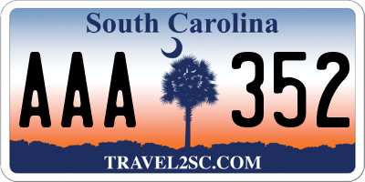 SC license plate AAA352