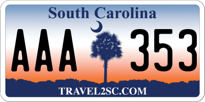 SC license plate AAA353