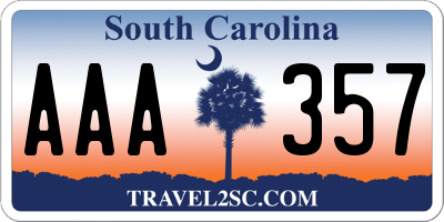 SC license plate AAA357