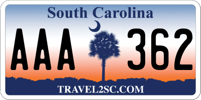 SC license plate AAA362