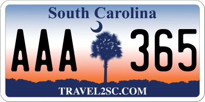 SC license plate AAA365