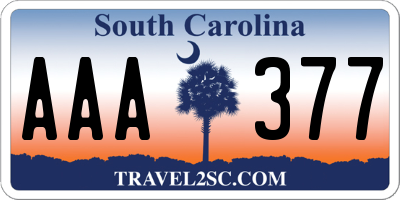 SC license plate AAA377