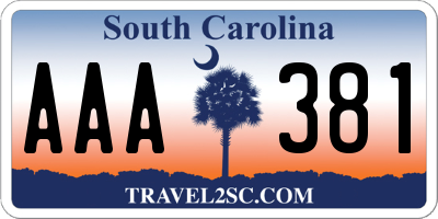 SC license plate AAA381