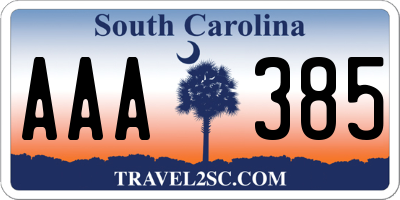 SC license plate AAA385