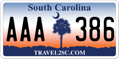 SC license plate AAA386