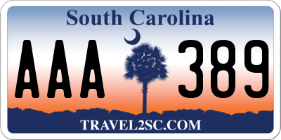 SC license plate AAA389