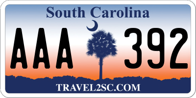 SC license plate AAA392