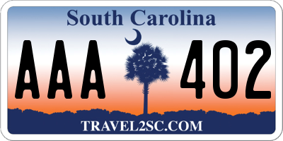 SC license plate AAA402