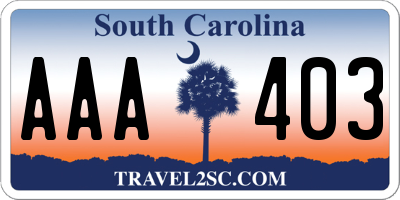 SC license plate AAA403