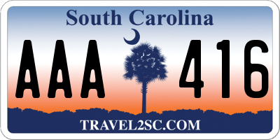 SC license plate AAA416