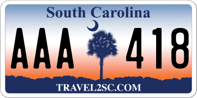 SC license plate AAA418