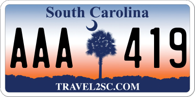 SC license plate AAA419