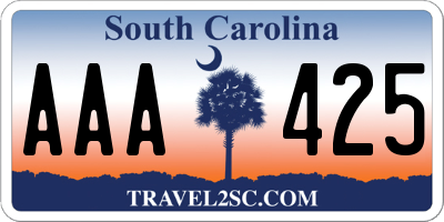 SC license plate AAA425