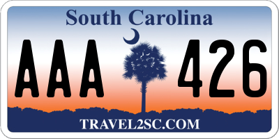 SC license plate AAA426