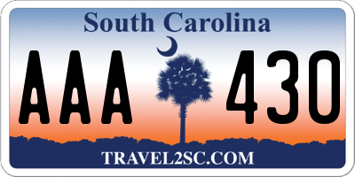 SC license plate AAA430