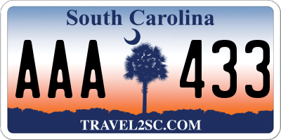 SC license plate AAA433