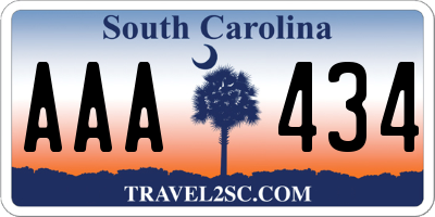 SC license plate AAA434