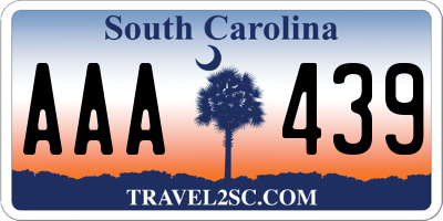 SC license plate AAA439