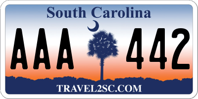 SC license plate AAA442