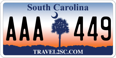 SC license plate AAA449