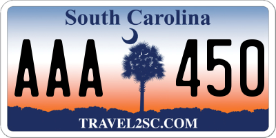 SC license plate AAA450