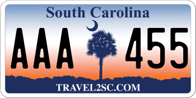 SC license plate AAA455