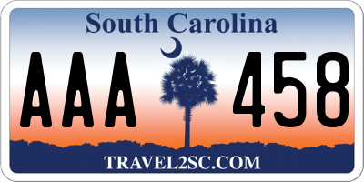 SC license plate AAA458