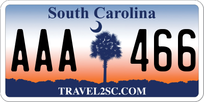 SC license plate AAA466