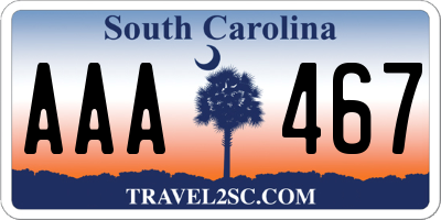 SC license plate AAA467