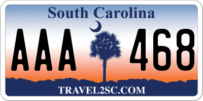 SC license plate AAA468