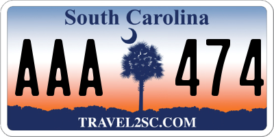 SC license plate AAA474