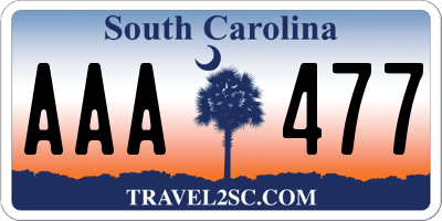 SC license plate AAA477