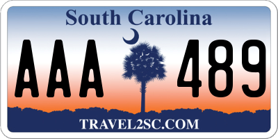 SC license plate AAA489