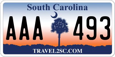 SC license plate AAA493