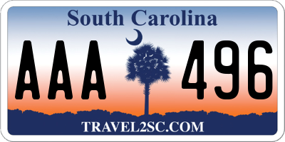 SC license plate AAA496