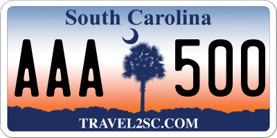 SC license plate AAA500