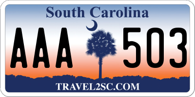 SC license plate AAA503