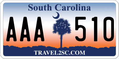 SC license plate AAA510